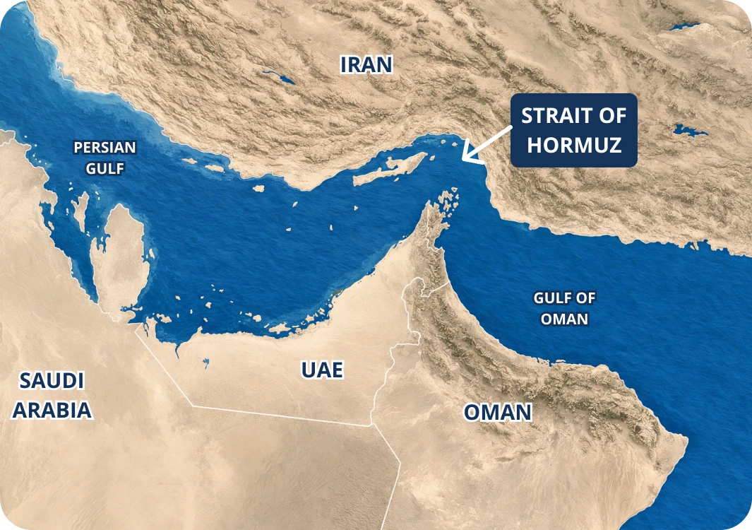Map of the Strait of Hormuz.